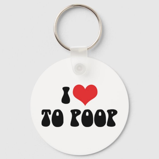 I Love Heart To Poop - Bathroom Toilet Fibre Key Ring (Front)