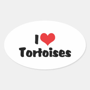 I Love Heart Tortoises - Turtle Lover Oval Sticker