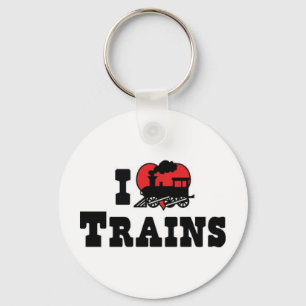 I Love Heart Trains - Model Train Lover Key Ring