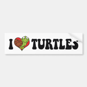 I Love Heart Turtles Bumper Sticker