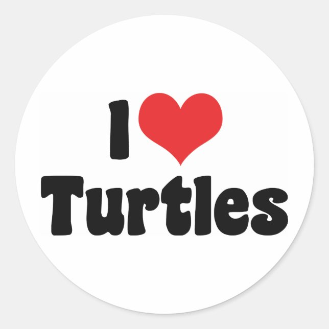 I Love Heart Turtles Classic Round Sticker (Front)