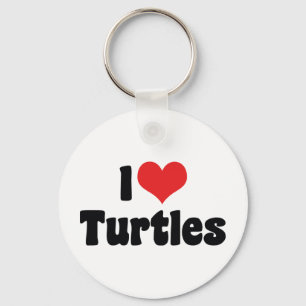I Love Heart Turtles Key Ring