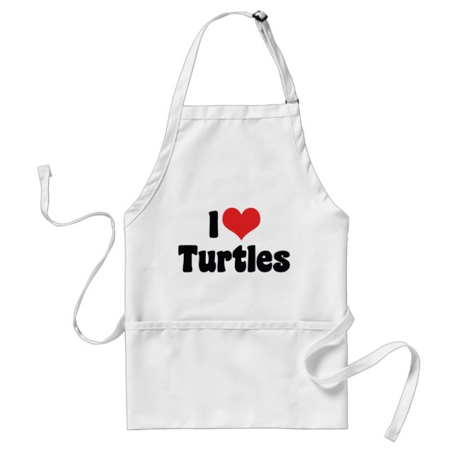 I Love Heart Turtles Standard Apron (Front)
