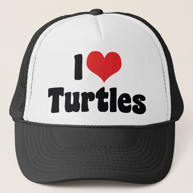I Love Heart Turtles Trucker Hat (Front)
