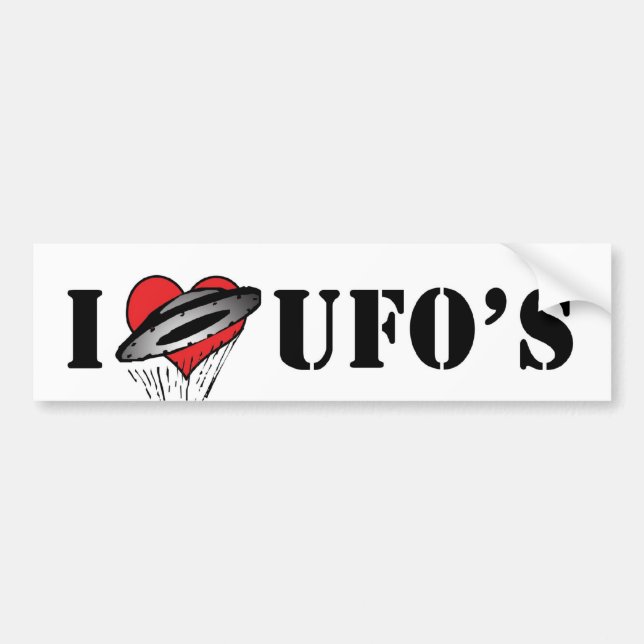 I Love Heart UFO's - Roswell Area 51 Alien Lover Bumper Sticker (Front)