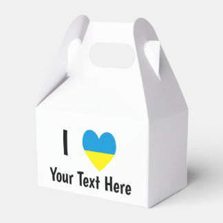I Love (Heart Ukrainian Flag) Personalised Text Favour Box