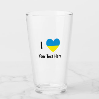 I Love (Heart Ukrainian Flag) Personalised Text Glass