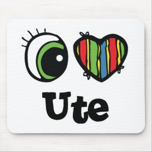 I Love (Heart) Ute Mouse Pad