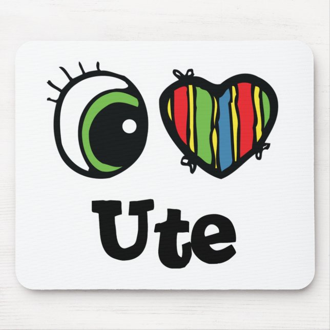 I Love (Heart) Ute Mouse Pad (Front)