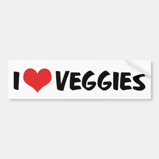 I Love Heart Veggies - Vegan Health Food Lover Bumper Sticker (Front)