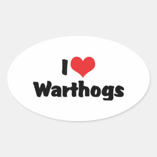 I Love Heart Warthogs Oval Sticker