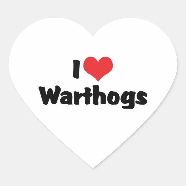 I Love Heart Warthogs Sticker (Front)