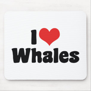 I Love Heart Whales - Whale Lover Mouse Pad