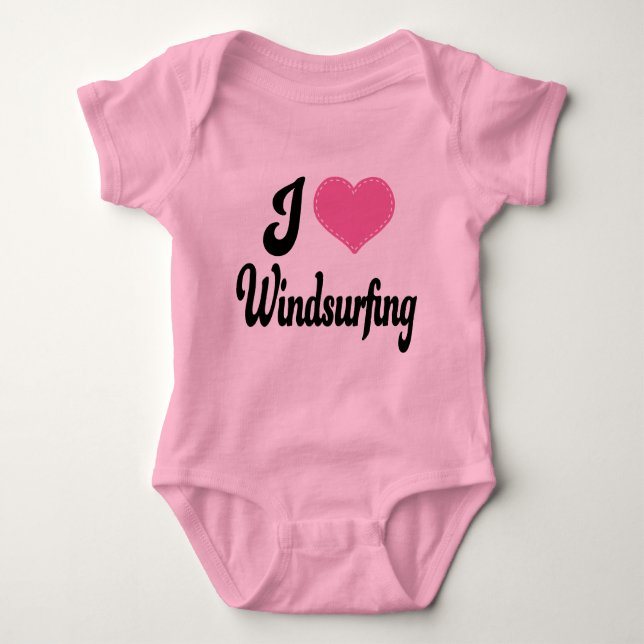 I Love (Heart) Windsurfing Baby Bodysuit (Front)