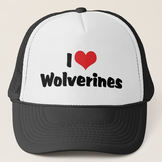 I Love Heart Wolverines Trucker Hat (Front)