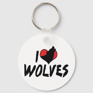 I Love Heart Wolves - Wolf Lover Key Ring