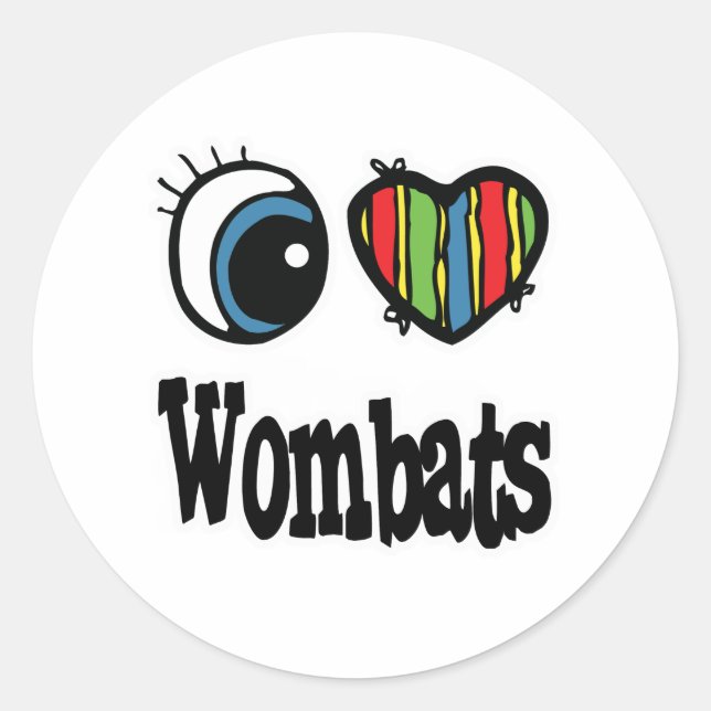 I Love (Heart) Wombats Classic Round Sticker (Front)