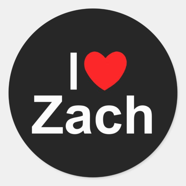 I Love (Heart) Zach Classic Round Sticker (Front)