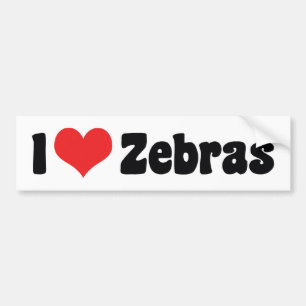 I Love Heart Zebras - Zebra Lover Bumper Sticker