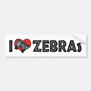 I Love Heart Zebras - Zebra Lover Bumper Sticker