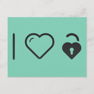 I Love Heartshaped Lock Postcard