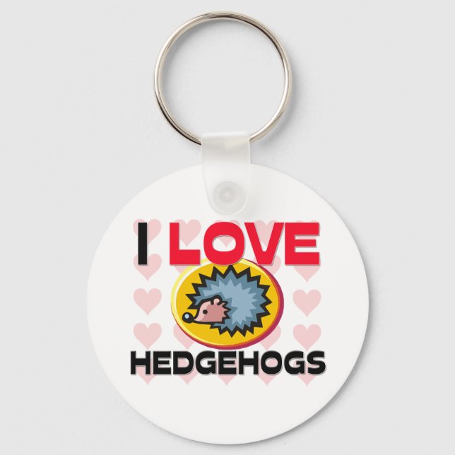 I Love Hedgehogs Key Ring (Front)