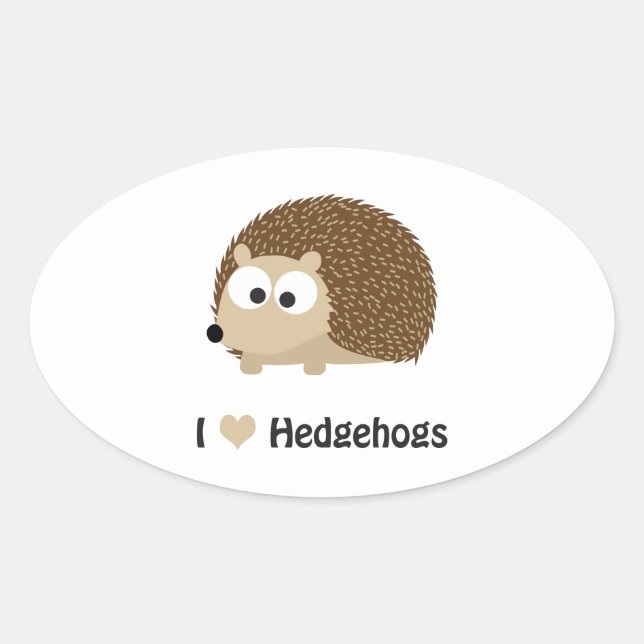 I love Hedgehogs Oval Sticker (Front)