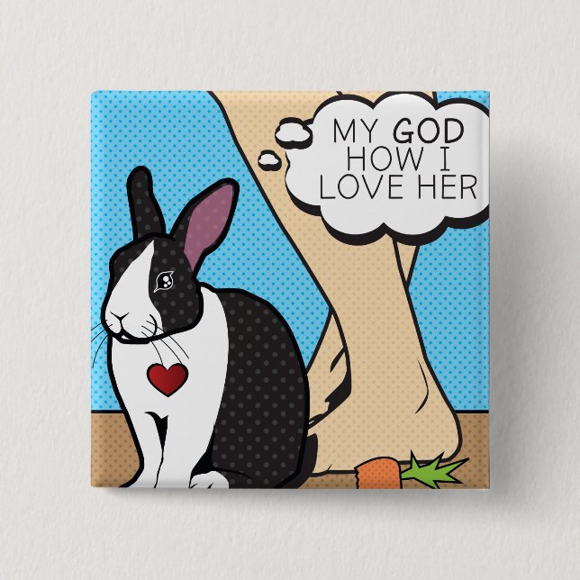 I LOVE HER 15 CM SQUARE BADGE (Front)