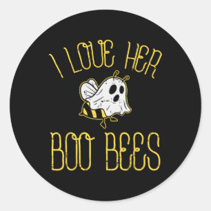 I Love Her Boo Bees Couples Halloween Adult Costum Classic Round Sticker