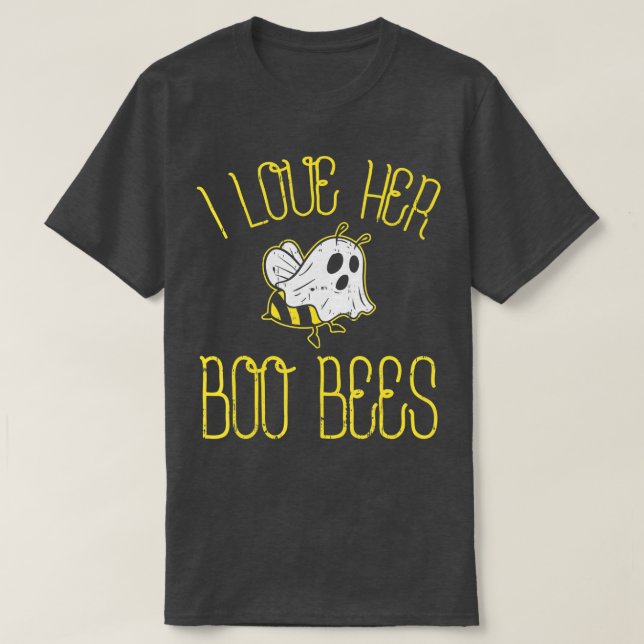I Love Her Boo Bees Couples Halloween Adult Costum T-Shirt (Design Front)