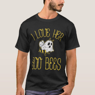 I Love Her Boo Bees Couples Halloween Adult Costum T-Shirt