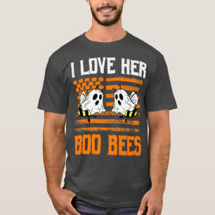 I Love Her Boo Bees Couples Halloween Costume USA T-Shirt