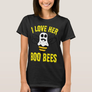 I Love Her Boo Bees Funny Couples Halloween Costum T-Shirt