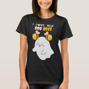 I Love Her Boo Bees Funny Halloween Couple Husnd B T-Shirt