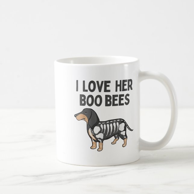 I Love Her Boo Bees Funny Halloween Dachshund Ween Coffee Mug (Right)