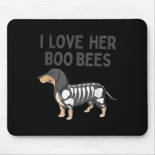 I Love Her Boo Bees Funny Halloween Dachshund Ween Mouse Pad