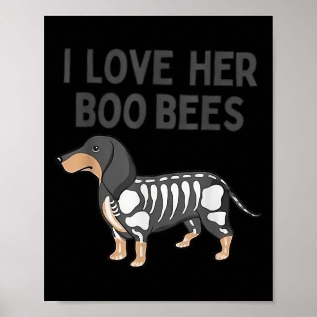 I Love Her Boo Bees Funny Halloween Dachshund Ween Poster (Front)