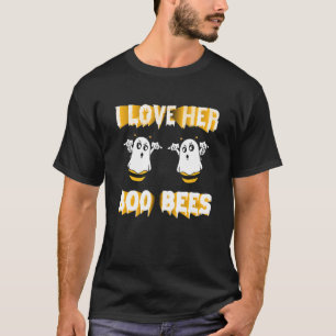 I Love Her Boo Bees Halloween Couples Costume For  T-Shirt