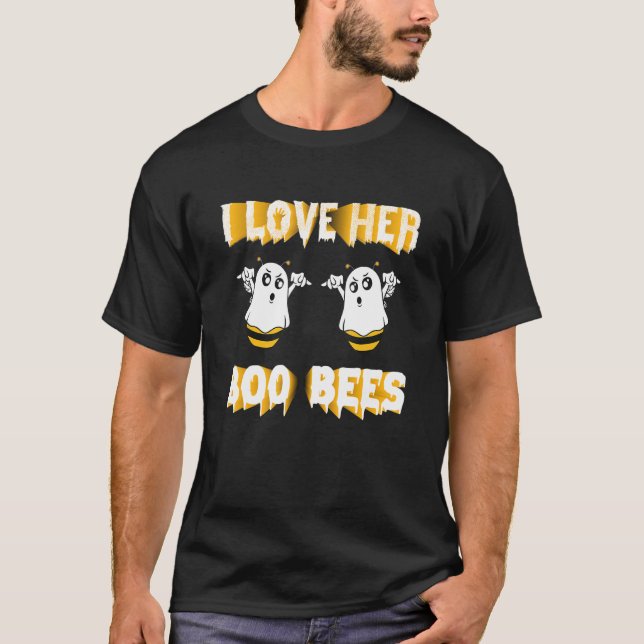 I Love Her Boo Bees Halloween Couples Costume For  T-Shirt (Front)
