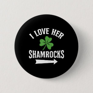 I Love Her Shamrocks St. Patrick's Day Couple Outf 6 Cm Round Badge