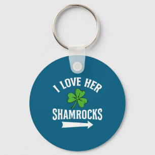 I Love Her Shamrocks St. Patrick's Day Couple Outf Key Ring