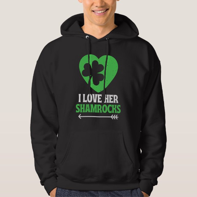 I Love Her Shamrocks St Patrick's Day Matching Cou Hoodie (Front)