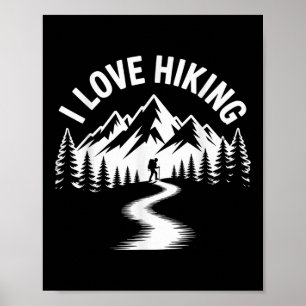 I Love Hiking Adventure Mountain Scene  Poster