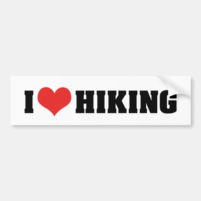I Love Hiking Bumper Sticker (Front)