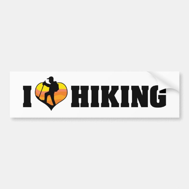 I Love Hiking Bumper Sticker (Front)