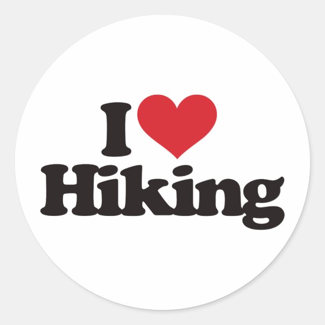 I Love Hiking Classic Round Sticker (Front)