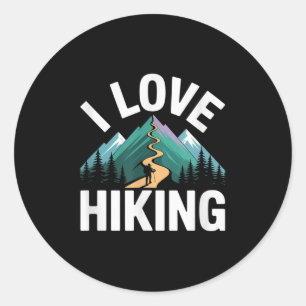 I Love Hiking Mountain Adventure Design Classic Round Sticker