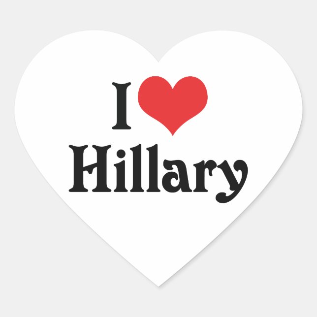 I Love Hillary Heart Sticker (Front)