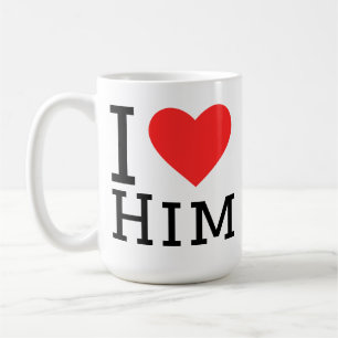I love him square sticker coffee mug