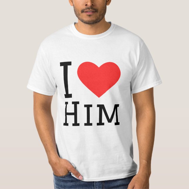 I love him square sticker T-Shirt (Front)